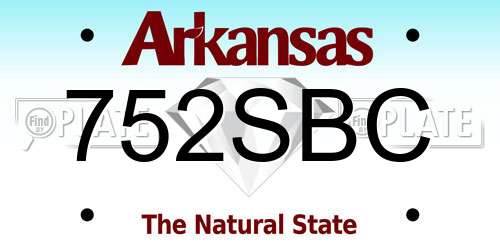 752SBC Arkansas License Plate