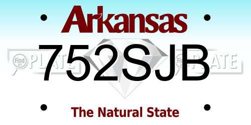 752SJB Arkansas License Plate