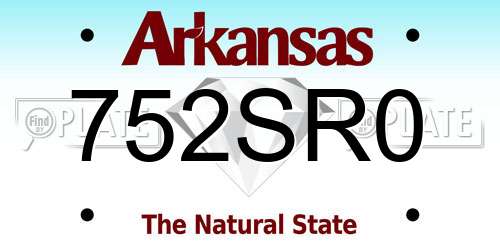 752SR0 Arkansas License Plate