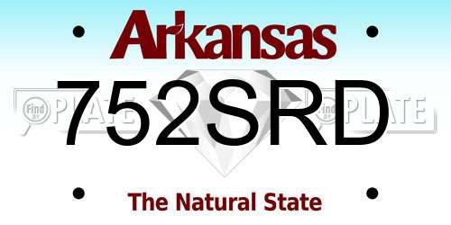 752SRD Arkansas License Plate