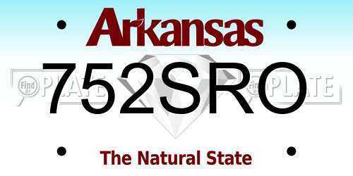 752SRO Arkansas License Plate