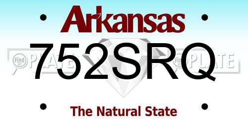 752SRQ Arkansas License Plate