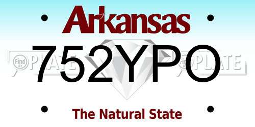 752YPO Arkansas License Plate