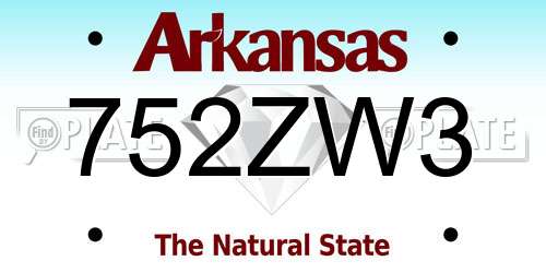 752ZW3 Arkansas License Plate