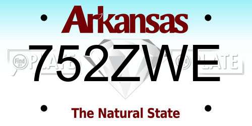 752ZWE Arkansas License Plate