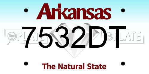 7532DT Arkansas License Plate