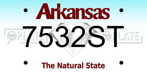 7532ST Arkansas License Plate