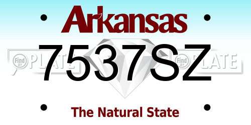 7537SZ Arkansas License Plate
