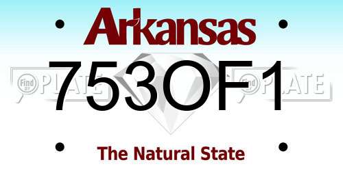753OF1 Arkansas License Plate