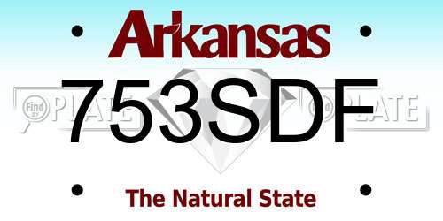 753SDF Arkansas License Plate