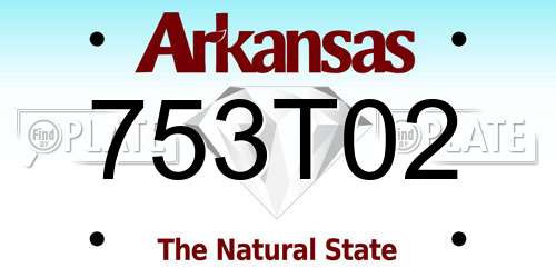 753T02 Arkansas License Plate
