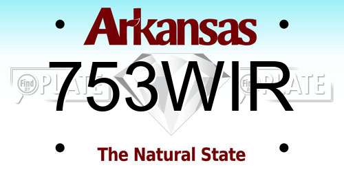 753WIR Arkansas License Plate