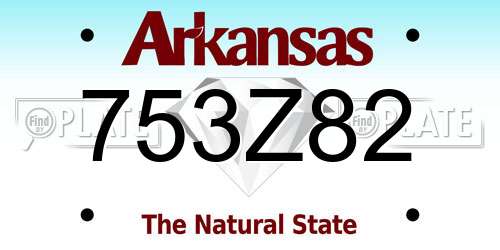753Z82 Arkansas License Plate