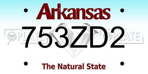753ZD2 Arkansas License Plate