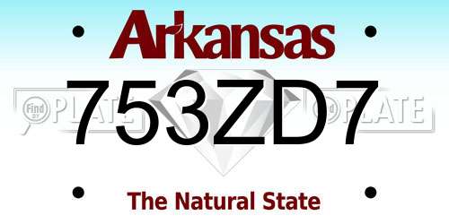 753ZD7 Arkansas License Plate