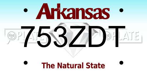 753ZDT Arkansas License Plate