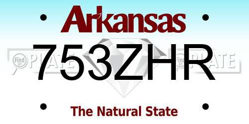 753ZHR Arkansas License Plate