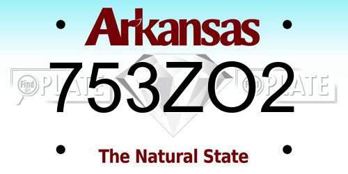 753ZO2 Arkansas License Plate