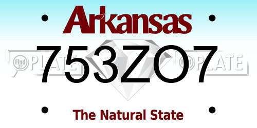 753ZO7 Arkansas License Plate