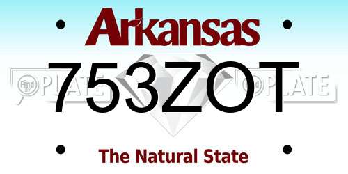 753ZOT Arkansas License Plate
