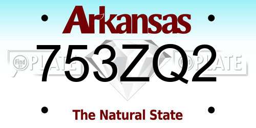 753ZQ2 Arkansas License Plate