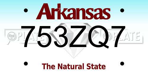 753ZQ7 Arkansas License Plate