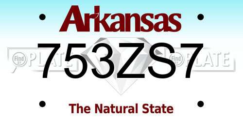 753ZS7 Arkansas License Plate