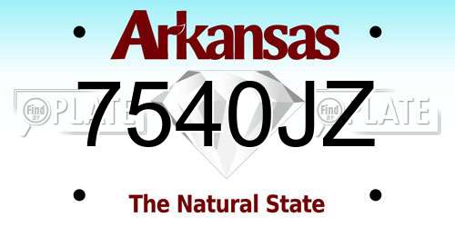 7540JZ Arkansas License Plate