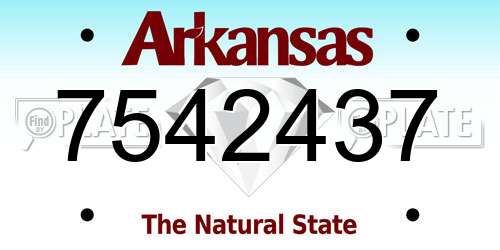 7542437 Arkansas License Plate