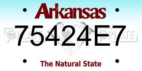 75424E7 Arkansas License Plate