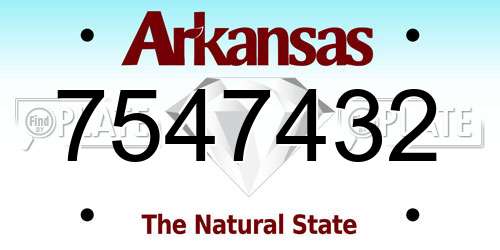 7547432 Arkansas License Plate