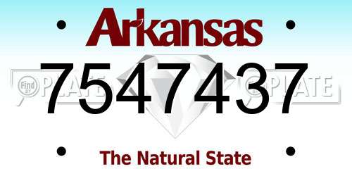 7547437 Arkansas License Plate
