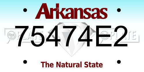 75474E2 Arkansas License Plate