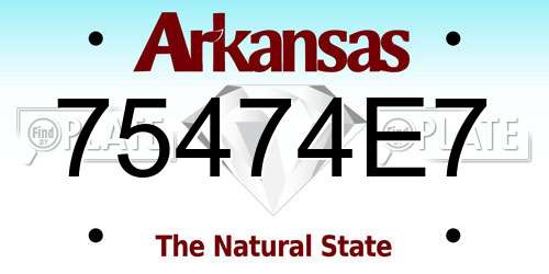 75474E7 Arkansas License Plate