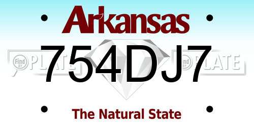 754DJ7 Arkansas License Plate