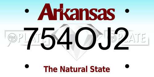 754OJ2 Arkansas License Plate