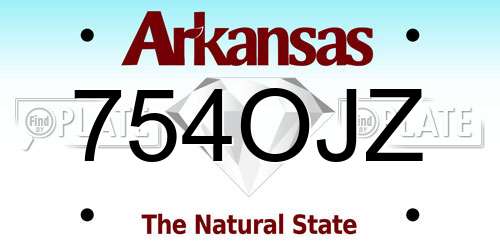 754OJZ Arkansas License Plate