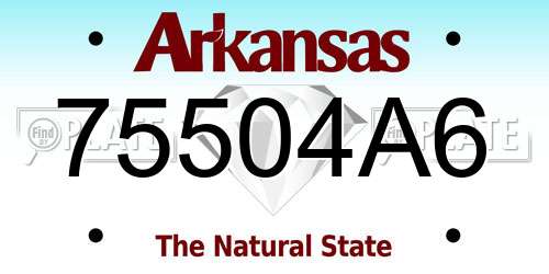 75504A6 Arkansas License Plate