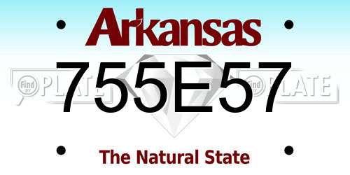 755E57 Arkansas License Plate