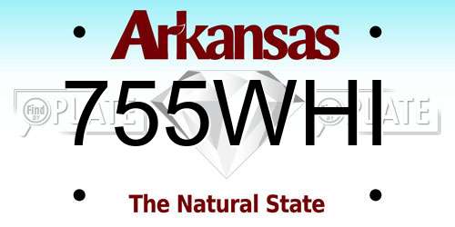 755WHI Arkansas License Plate