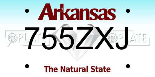 755ZXJ Arkansas License Plate