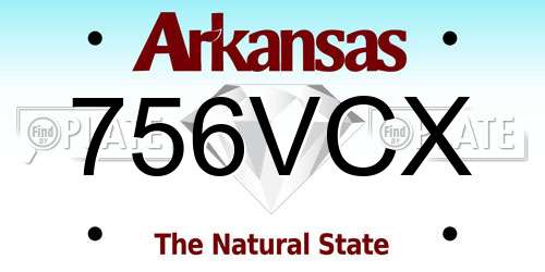 756VCX Arkansas License Plate