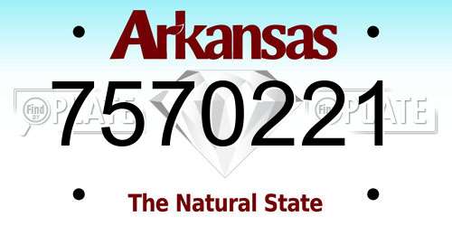 7570221 Arkansas License Plate