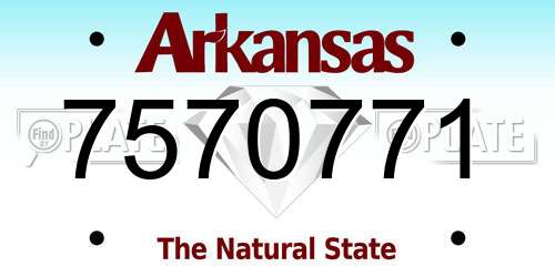 7570771 Arkansas License Plate