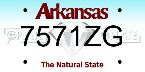 7571ZG Arkansas License Plate
