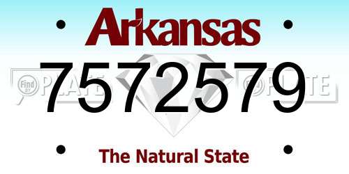 7572579 Arkansas License Plate