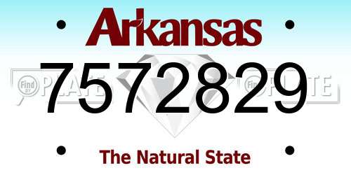 7572829 Arkansas License Plate