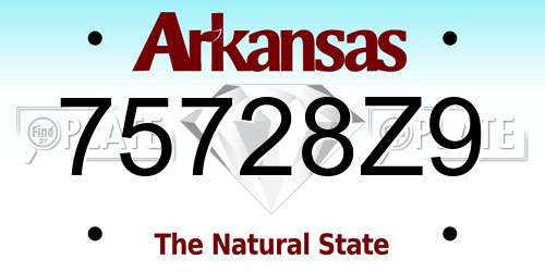 75728Z9 Arkansas License Plate