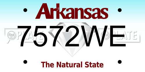 7572WE Arkansas License Plate
