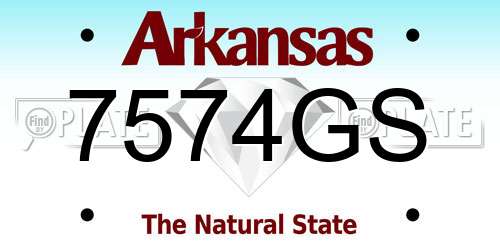 7574GS Arkansas License Plate